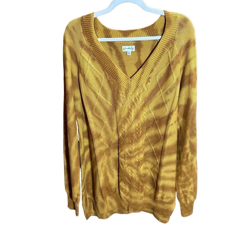 Wonderly womens rust orange brown tie dye relaxed fit sweater sz 1X